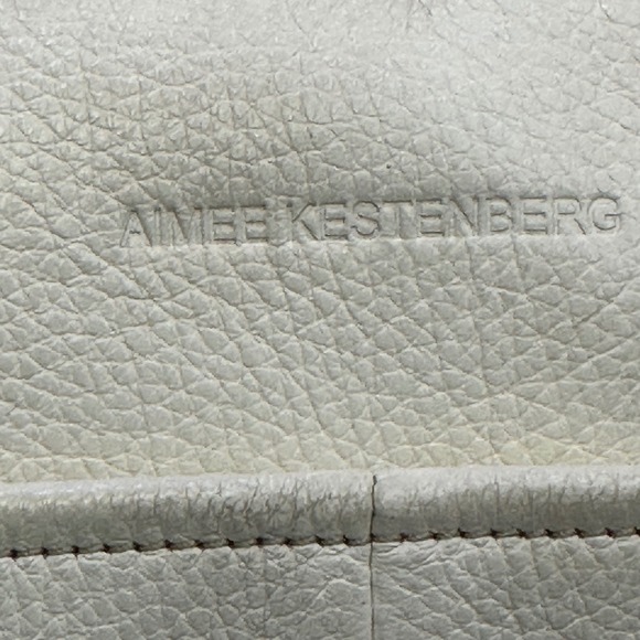 Aimee Kestenberg Satchel Crossbody Bag Ivory Leather Gold Hardware Pocketbook - Picture 4 of 16